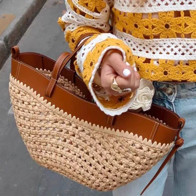 ブランド中空織ビーチバッグニッチファッションショルダー脇の下 - Crochet Bag Raffia のレビューと価格