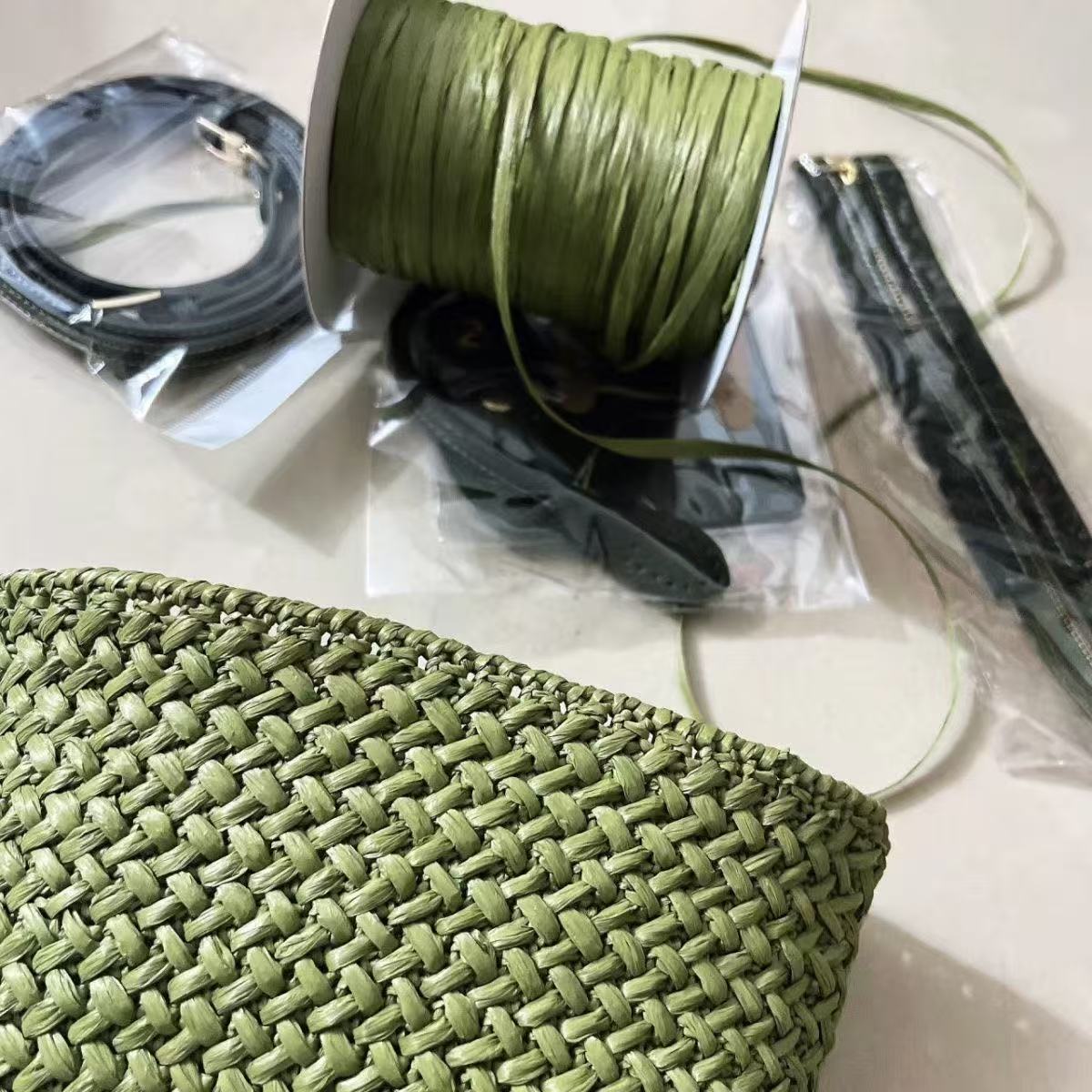 120 グラム/ロールマットラフィア草かぎ針編みバッグ模造綿 - Crochet Bag Raffia のレビューと価格