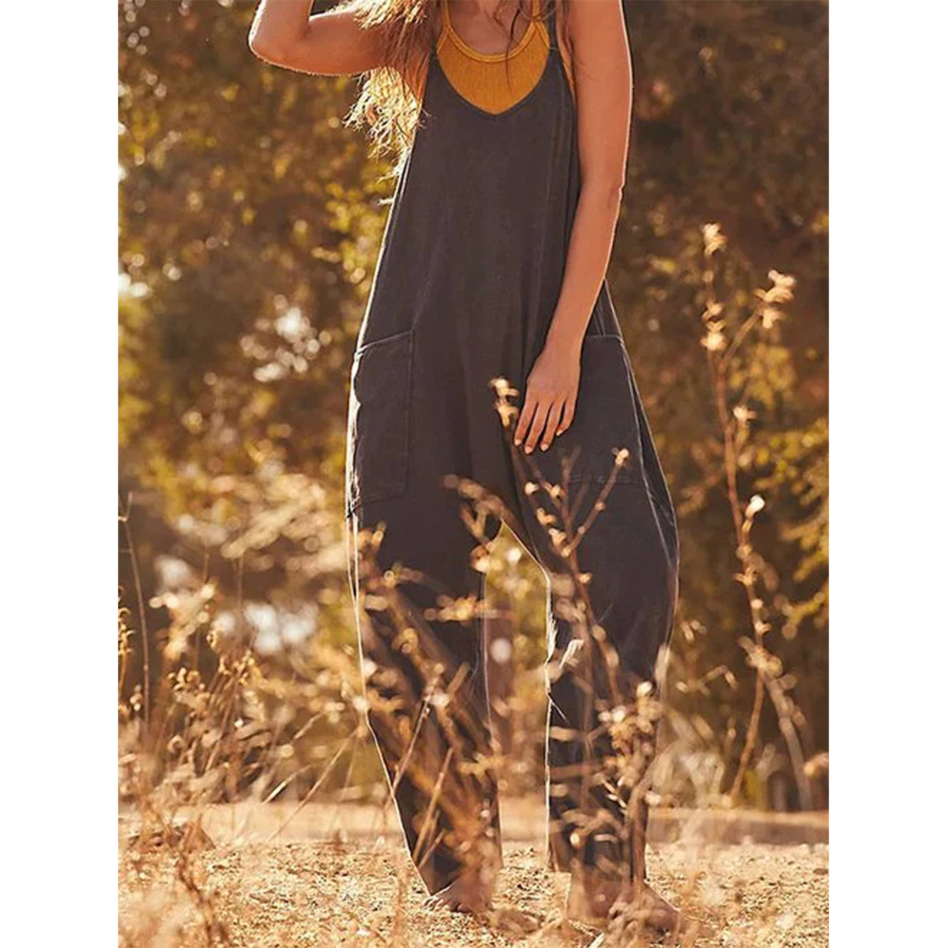 ゆったりとした夏用ジャンプスーツ カジュアル ワイドレッグジ - Jumpsuit Linen Relaxed のレビューと価格