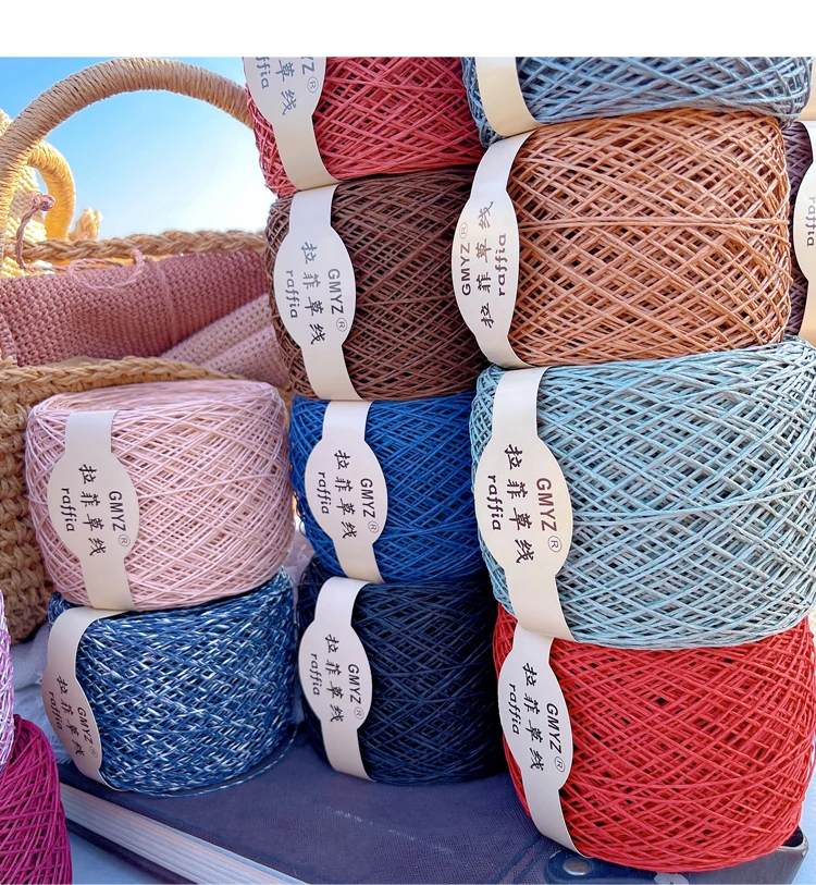 220M/ロール 洗える日本産ラフィアストロー細糸 手編みサ - Crochet Bag Raffia のレビューと価格