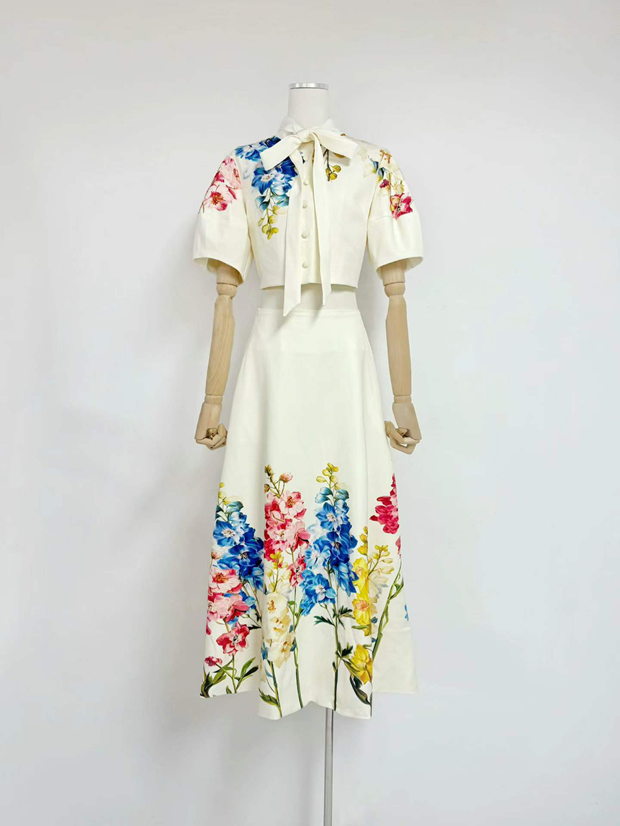 VGH エレガントな花柄プリントのツーピースセット（女性用） - Midi Skirt Floral のレビューと価格